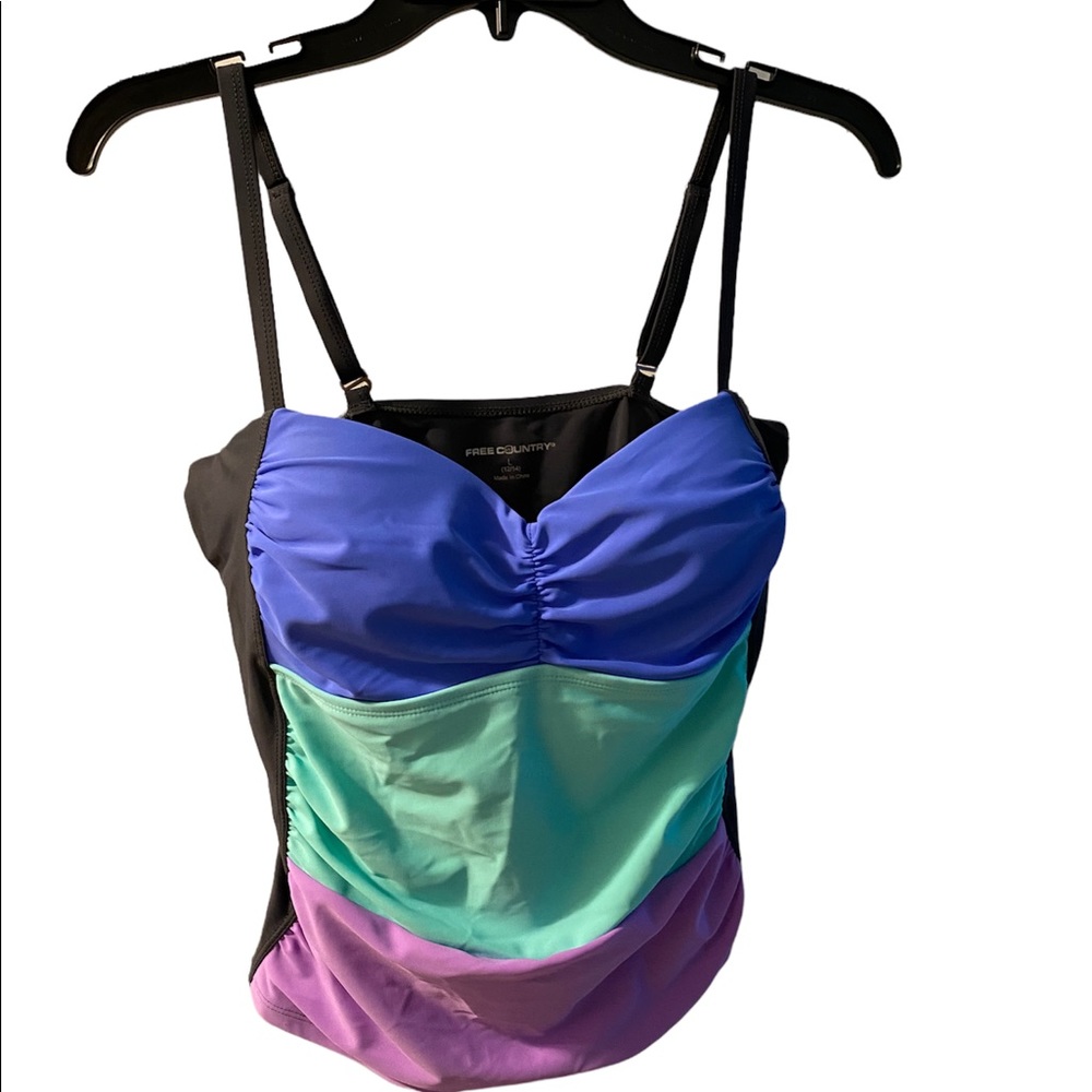 NWOT tankini Mars rover blue teal and purple and gray is the back color